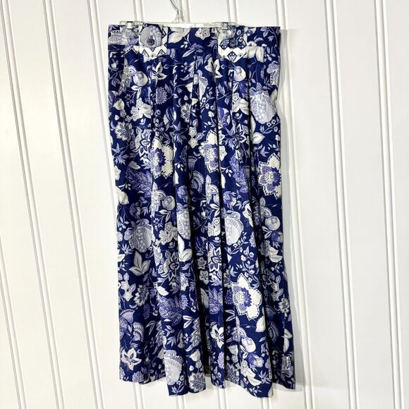 VTG Alexander Campbell 2 Piece Blue Button Down Top & Skirt Set Floral Collared - Picture 6 of 9